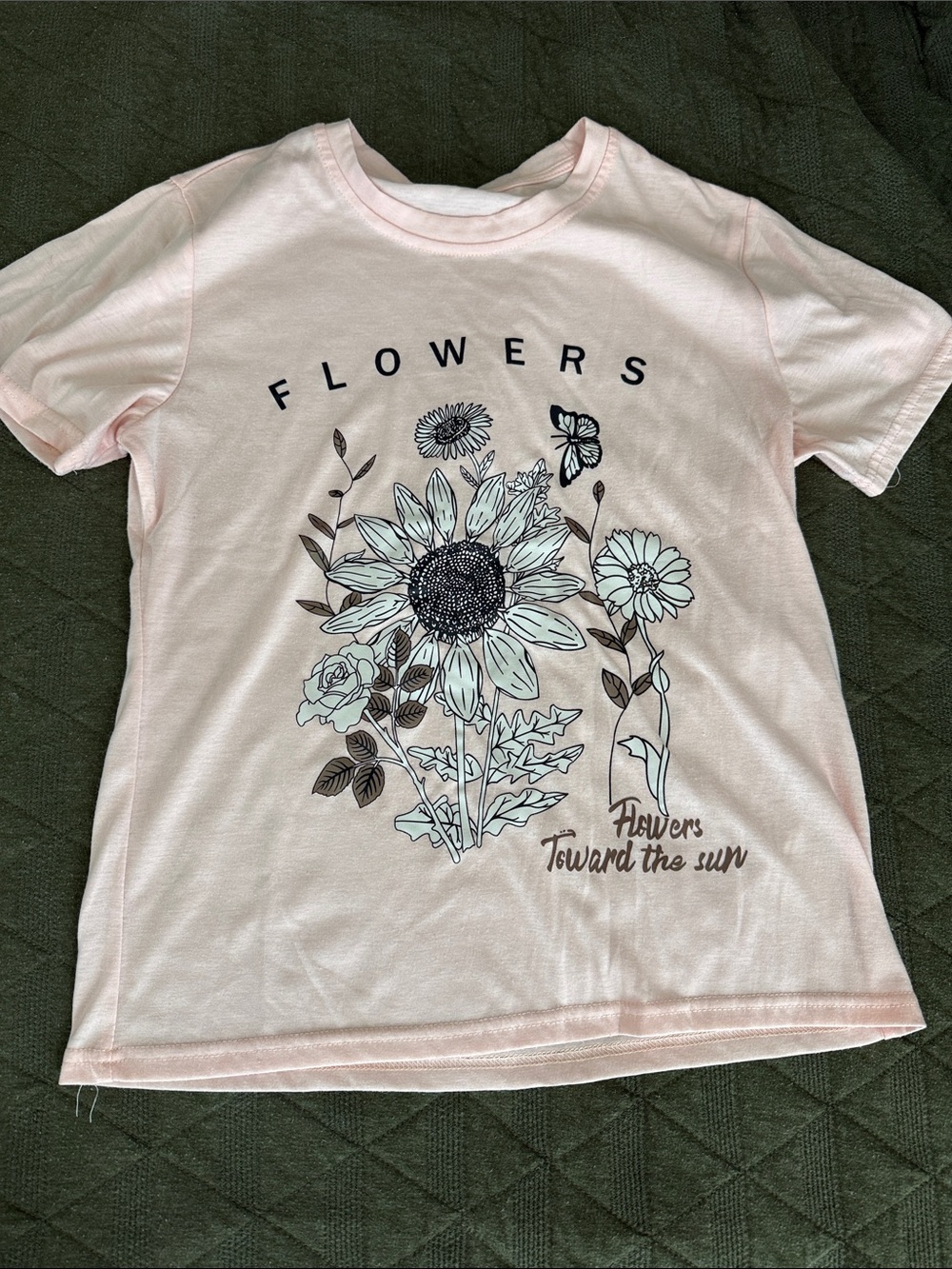 Girls' Light Pink Floral Graphic Tee - 'Flowers'